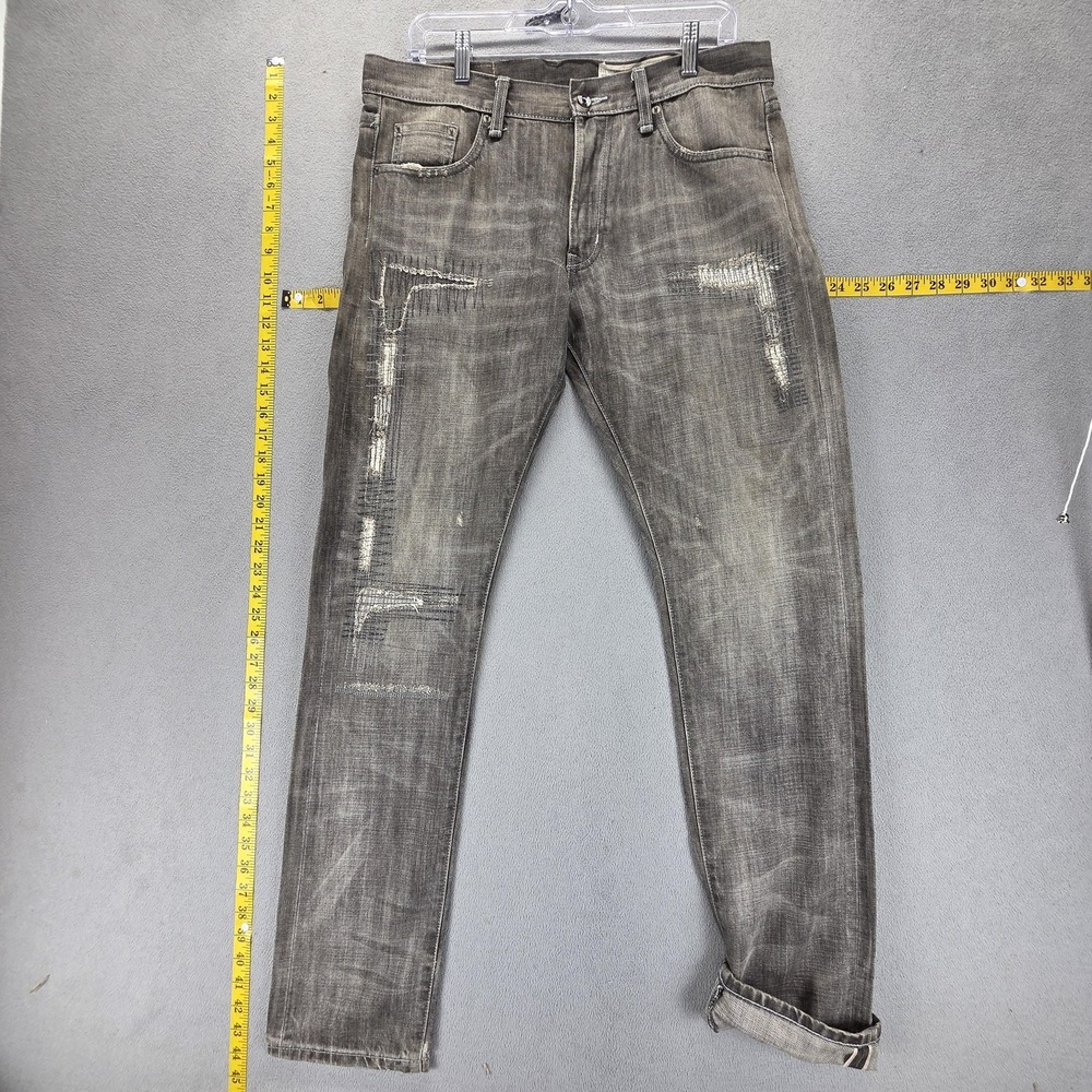 Neighborhood Jeans Mens 34x32 Gray Selvedge Thrashed Narrow Studded Made Japan